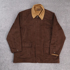 Clearwater Faux Suede Barn Coat Chore 2XL Brown Long Sleeve Collared Jacket